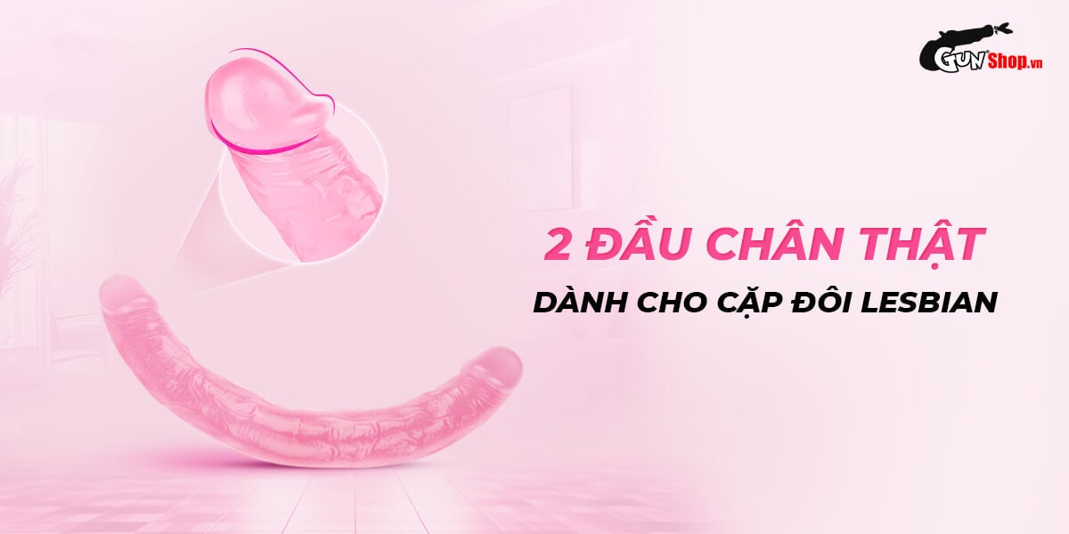 Dương vật giả 2 đầu Chisa Hi-Rubber 12.8 Inch Hồng kích thích mạnh