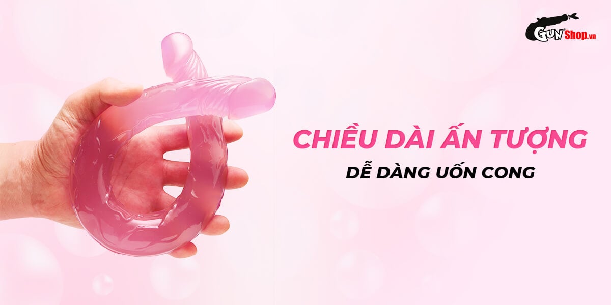 Dương vật giả 2 đầu Chisa Hi-Rubber 12.8 Inch Hồng kích thích mạnh