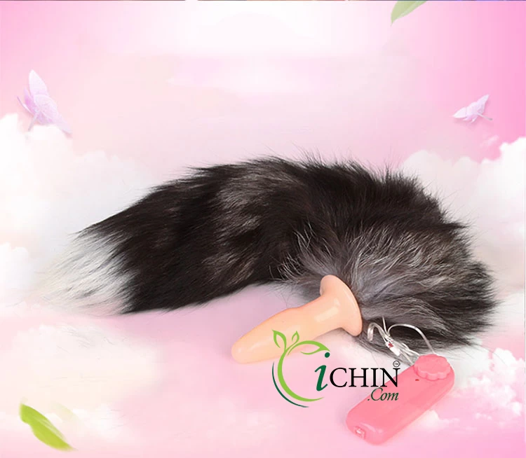 Sextoy đuôi cáo silicone rung mạnh 2 màu trắng đen kích thích