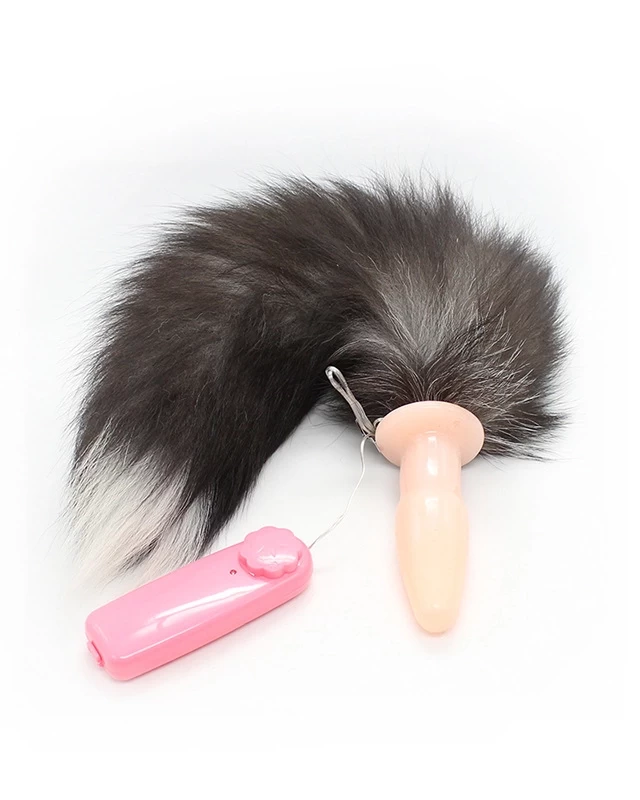 Sextoy đuôi cáo silicone rung mạnh 2 màu trắng đen kích thích