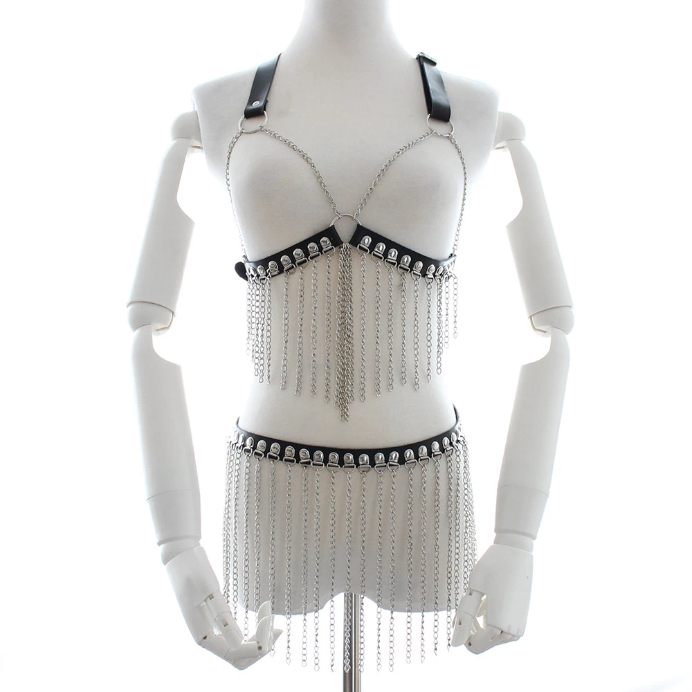 Đồ da BDSM gợi cảm dây xích sexy múa bụng hấp dẫn