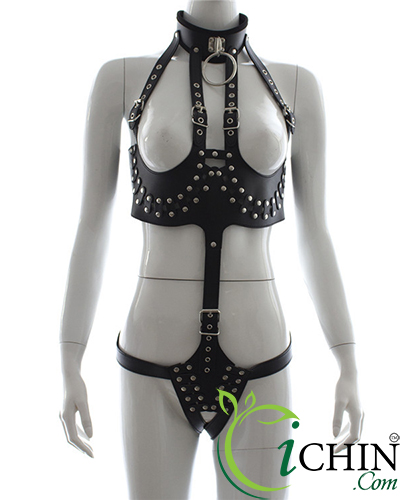 Set đồ chơi BDSM bikini hở ngực xích cổ quyến rũ kích thích
