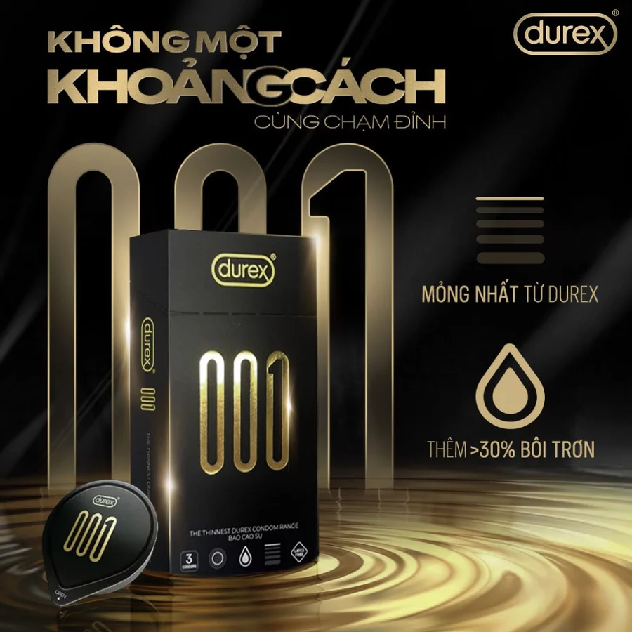  Bảng giá Bao cao su siêu mỏng cao cấp Durex 001 hộp 3 cái tốt nhất