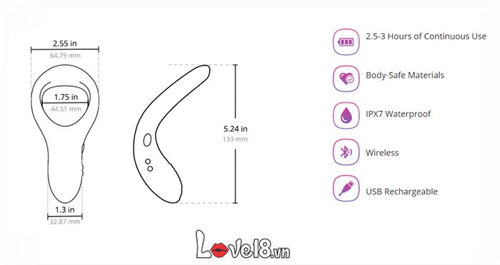 Vòng rung Lovense Diamo siêu bền điều khiển qua app, kích thích mạnh