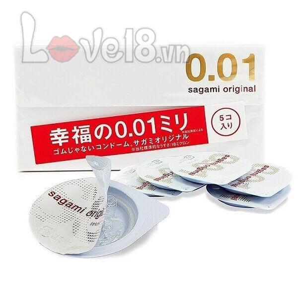 Sagami 0.01 Mỏng Nhất Hộp 5 Cái An Toàn Êm Ái