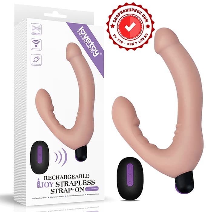 Sextoy silicon siêu mềm 2 đầu rung Joy Strapless SHP1206 kích thích