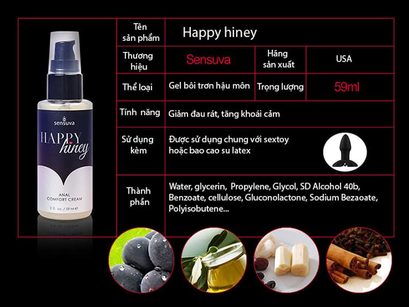 Happy Hiney Kem Bôi Trơn Hậu Môn Mỹ Cao Cấp Tiện Dụng