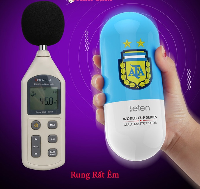 Cốc thủ dâm Leten Football rung mạnh sạc điện tiện lợi