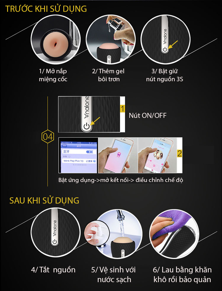 Cốc thủ dâm rung Bluetooth 3D Nalone cao cấp, siêu thực