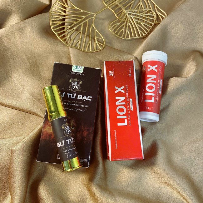 Combo kéo dài thời gian xịt và viên ngậm Lion X sư tử bạc hiệu quả