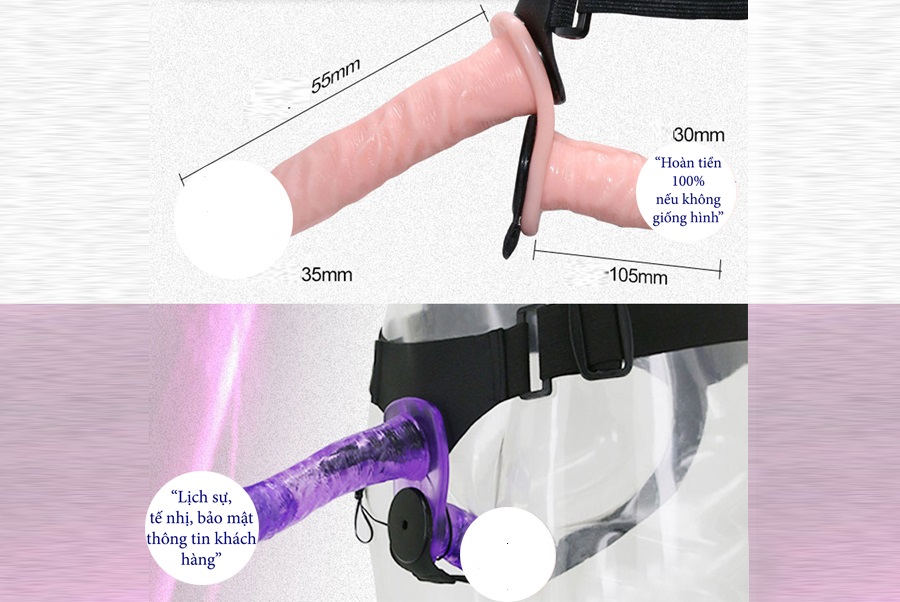 Dương vật giả dây đeo 2 đầu rung mạnh kích thích cực đỉnh