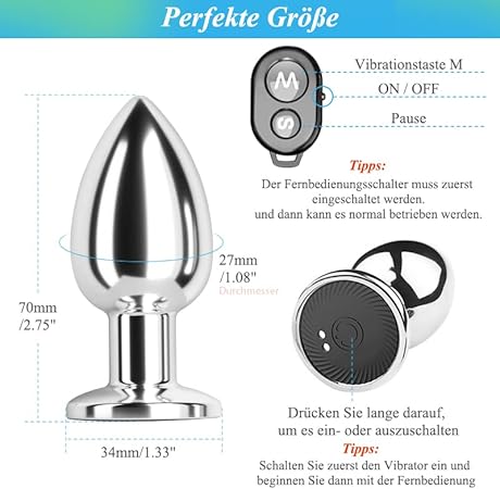 Phích Cắm Hậu Môn Inox 10 Chế Độ Rung Siêu Mạnh, An Toàn