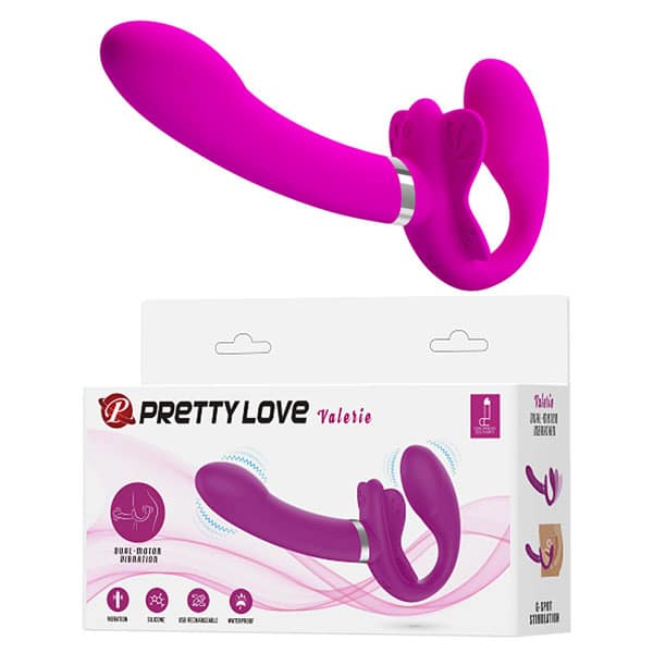 Dương Vật Giả 2 Đầu PrettyLove Valerie Rung Mạnh Món Đồ Cho Les