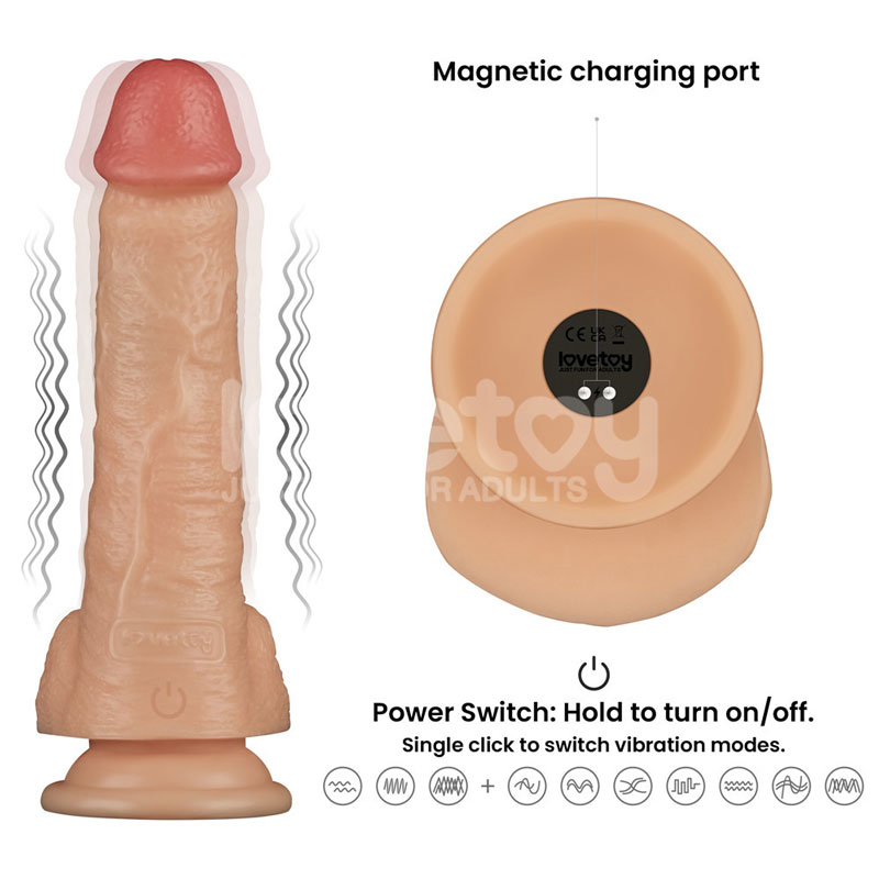 Dương Vật Giả Lovetoy 8 inch 10 chế độ rung silicon mềm mại
