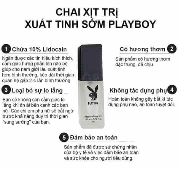 Cung cấp Chai xịt Playboy màu đen Mỹ – Kéo dài thời gian – Chai 5ml giá rẻ