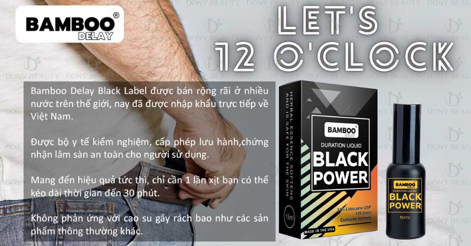  Bán Xịt Chống Xuất Tinh Sớm BAMBOO BLACK POWER USA Chai 15ML hàng mới về