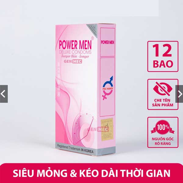  Shop bán Bao cao su Powermen Ultrathin hồng – Ôm sát kéo dài thời gian cao cấp