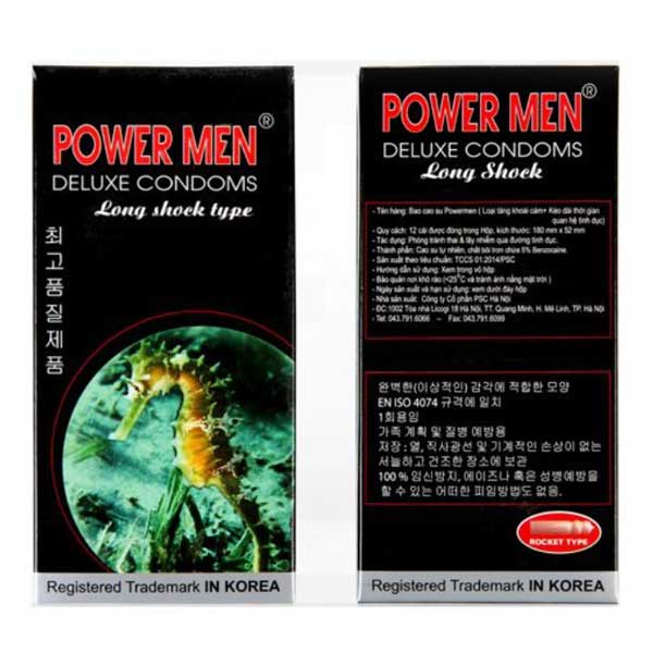 Bao cao su Powermen Sea Horse cá ngựa - Gân gai, kéo dài thời gian (12 cái)