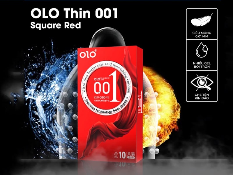  Đại lý Bao cao su OLO Thin 001 Square Red gai nổi đặc biệt siêu mỏng giá sỉ
