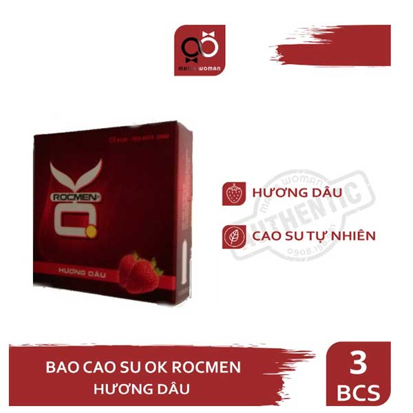  Nhập sỉ Bao cao su OK Rocmen hương dâu ôm sát 52mm cao cấp