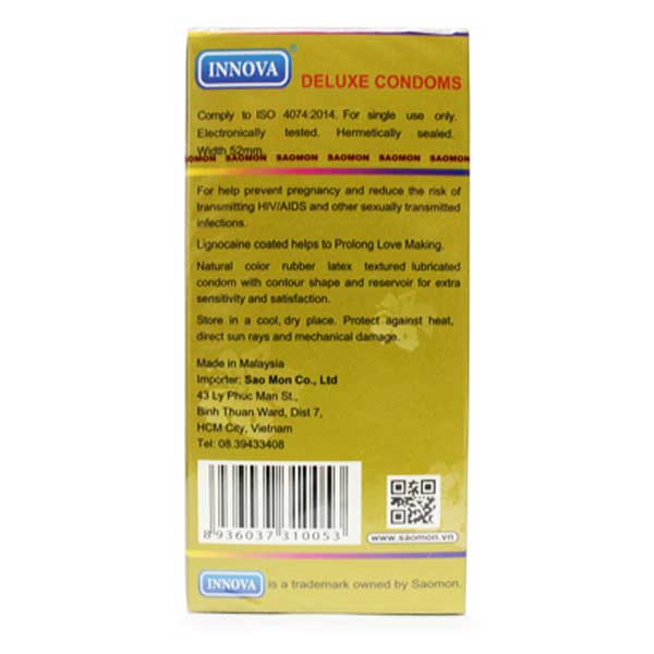 Bao cao su Innova Vàng gân gai kéo dài tăng khoái cảm