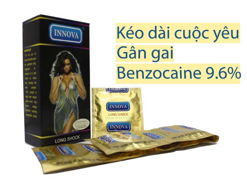 Bao cao su INNOVA đen kéo dài thời gian gân gai kích thích