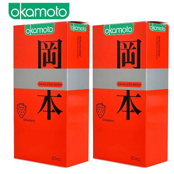 Cung cấp Bao cao su Okamoto Skinless Skin Strawberry hương dâu hàng mới về