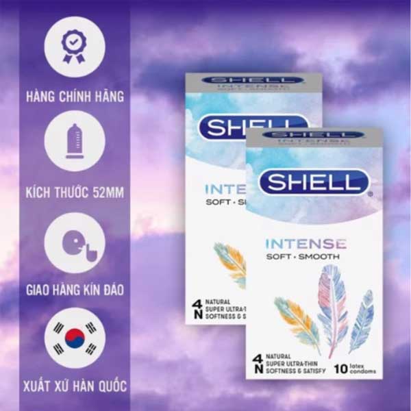 Bao cao su Shell Intense siêu mỏng an toàn chống tuột kích thích