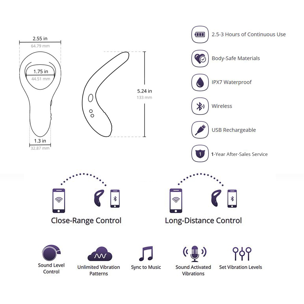 Lovense Diamo đỉnh cao vòng rung điều khiển điện thoại tiện lợi