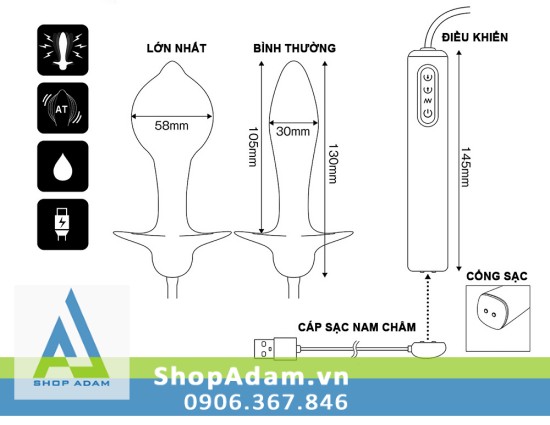Wild One Nhật Bản Trứng Rung Hậu Môn Tự Động Bơm Hơi Cao Cấp