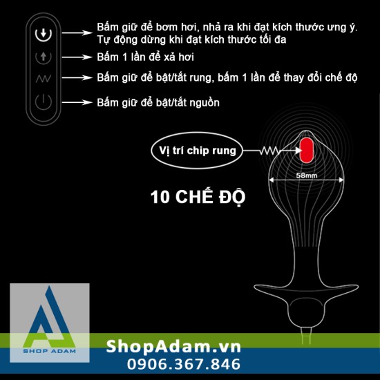 Wild One Nhật Bản Trứng Rung Hậu Môn Tự Động Bơm Hơi Cao Cấp